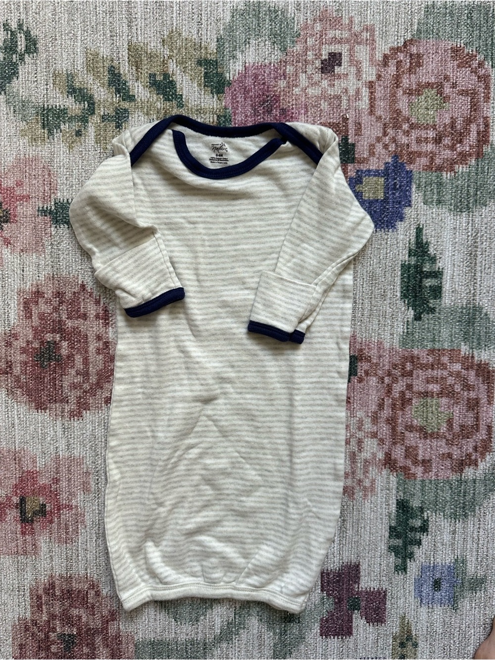 Organic cotton Cream and Navy Striped Infant Sleep Sack